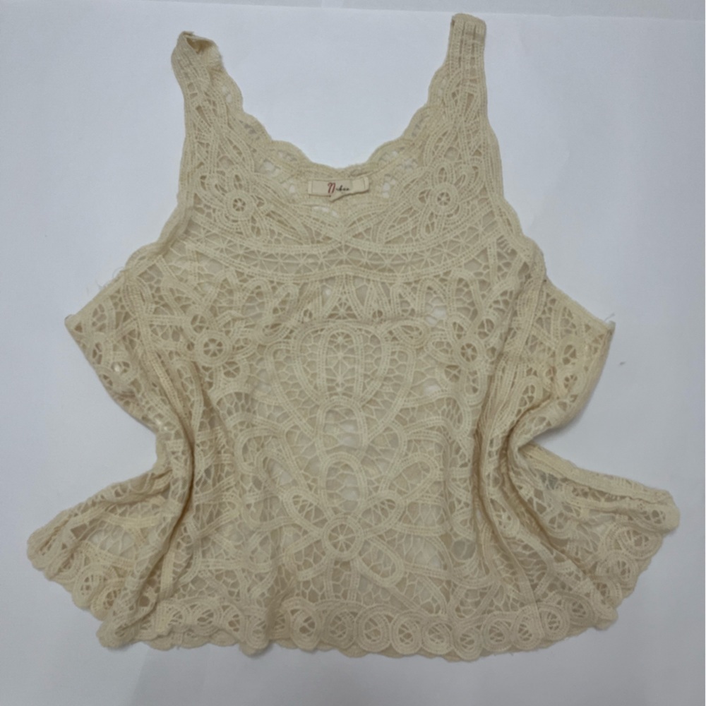 Nabee - crochet and lace boho tank - size L